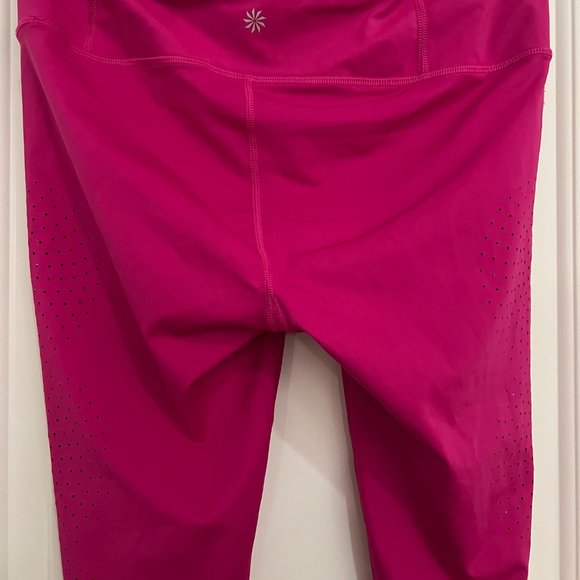 NWOT Athleta Hot Pink Laser Cut Capri Leggings Small - Picture 6 of 9